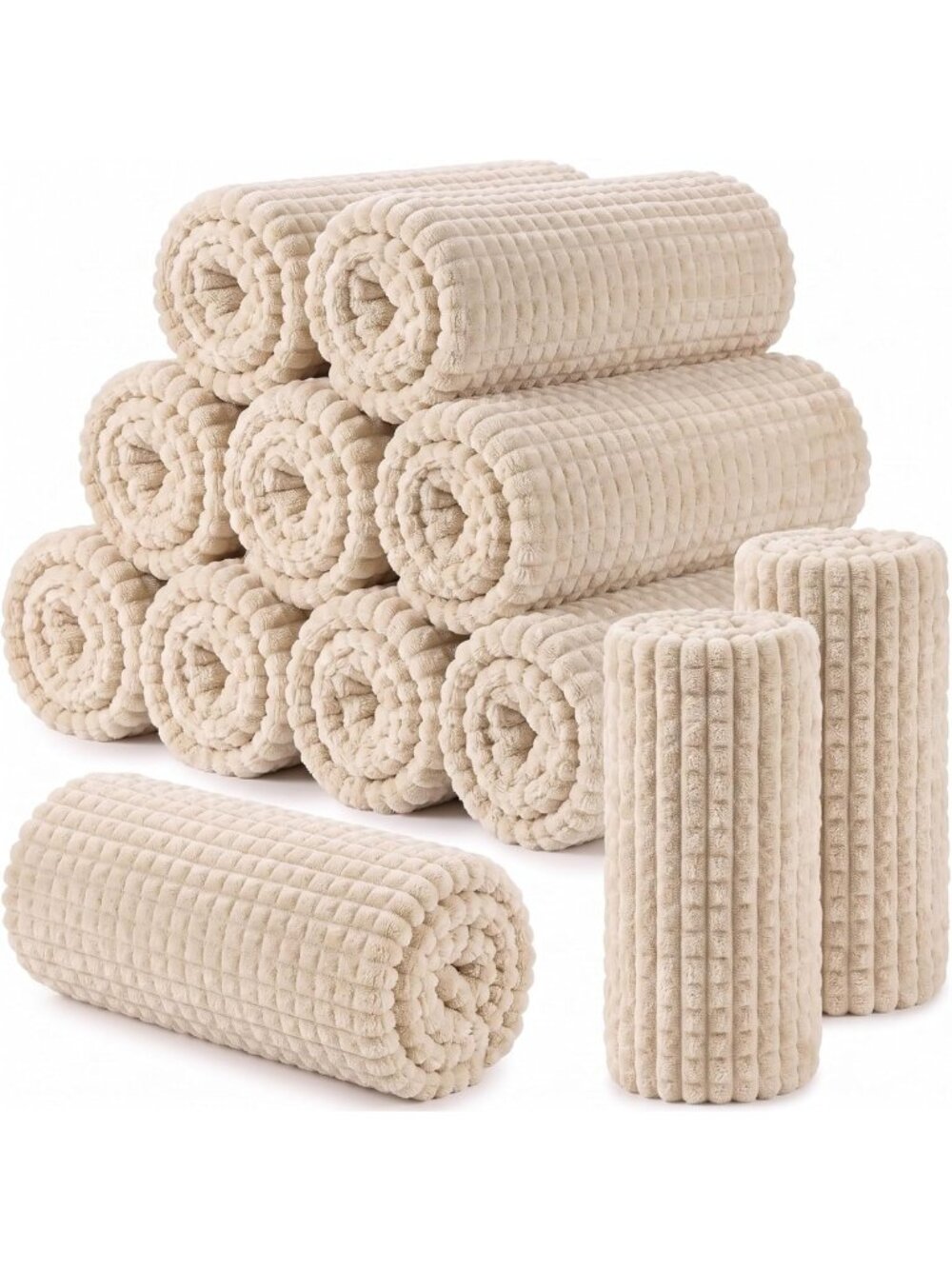 Cozy Ivory Flannel Blankets - 12 Pack for Fall Weddings & Outdoor Events